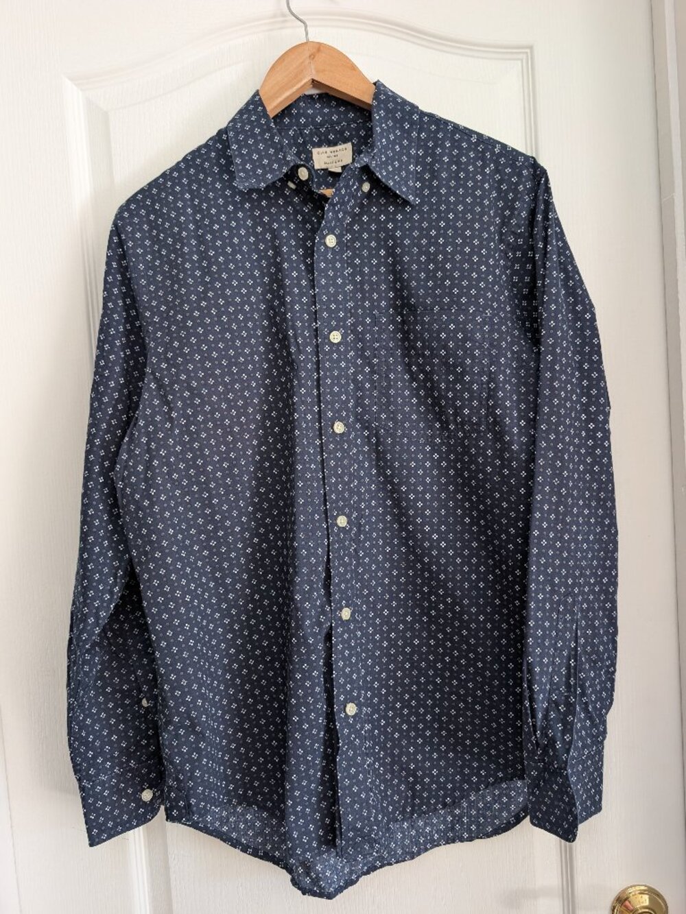 Club Monaco Classic Fit Navy Floral Geo Print Button Down Shirt Men's Medium